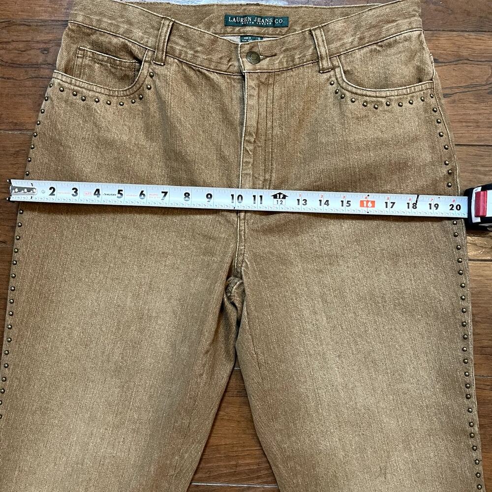 Ralph Lauren Jeans Light Brown 100% Cotton Studded Bootcut Western Jeans Size 10 - Picture 5 of 7